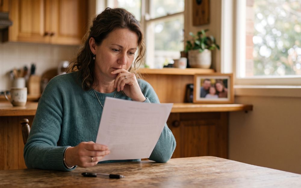 Woman reflecting on an unsigned Will at home, illustrating the risks of intestacy in NSW